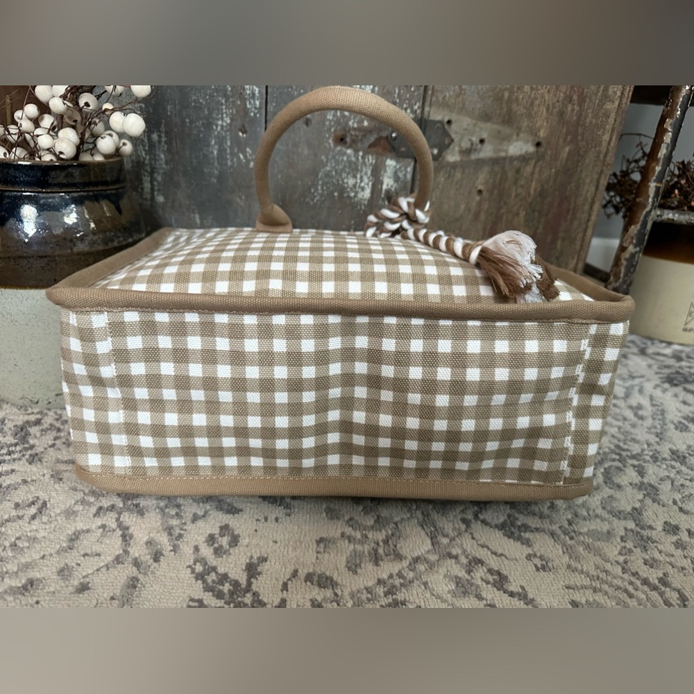 J.Crew Beige & Ivory Canvas Structured Tote With Tassels 🥰 - Picture 5 of 16